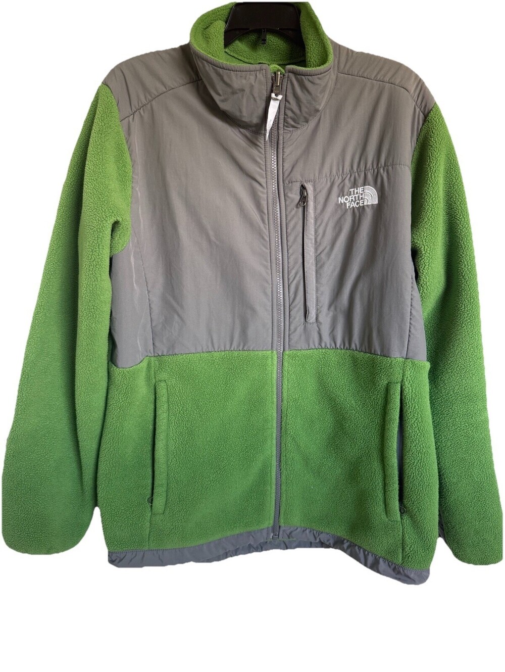 The North Face Women’s XL Green Gray Fleece Jacket Flaw See Pics